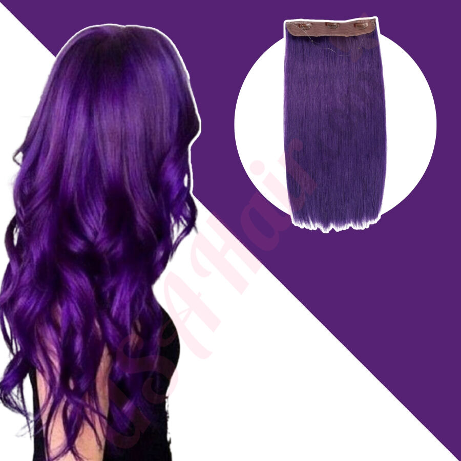 Purple Invisible Wire Hair Extensions Fake Hair Synthetic Hair Purple